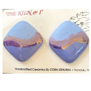 ARTISAN The Kiln & I Handcrafted Ceramic Purple and Blue Earrings | NEW on Card